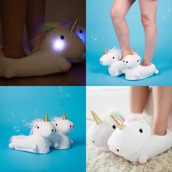 Детски LED Еднорог плюшени пантофи - Image 2