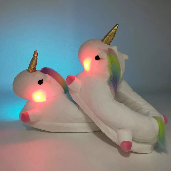 Детски LED Еднорог плюшени пантофи - Image 3