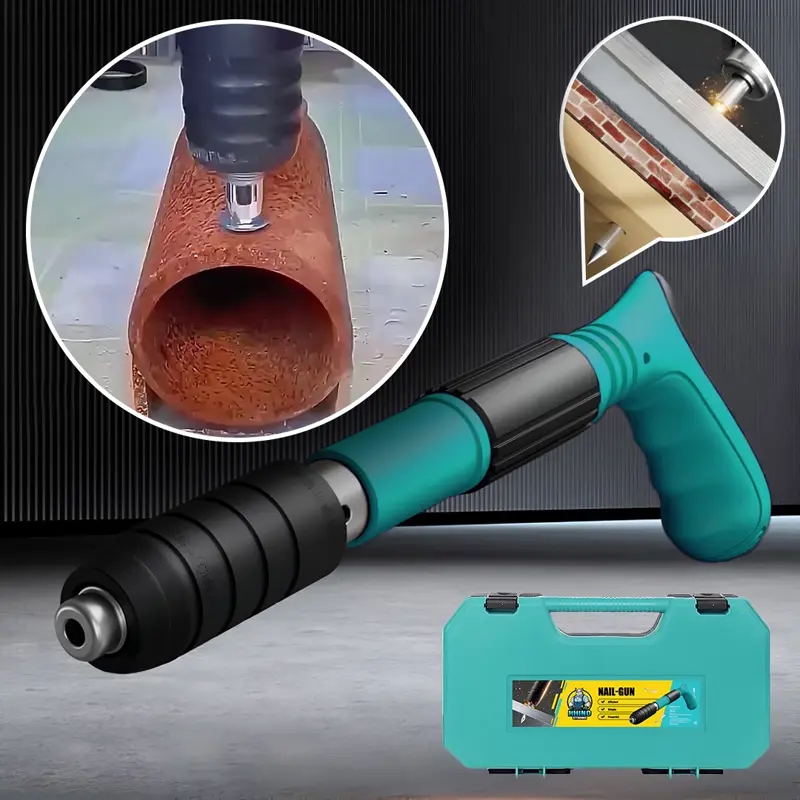 RHINOFIX Rivetslammer PRO – пружинен инструмент за заковаване за бетон и стомана + БЕЗПЛАТНА кутия и 50 пирона
