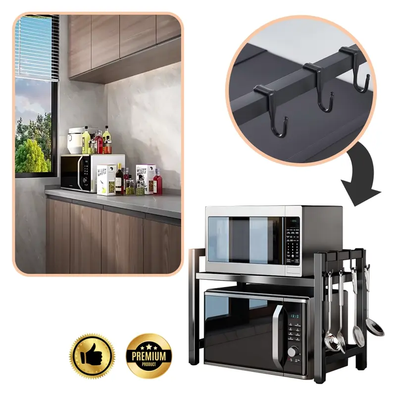MicroRack – Разтегаем кухненски рафт, спестяващ място, за микровълнова, air fryer и още
