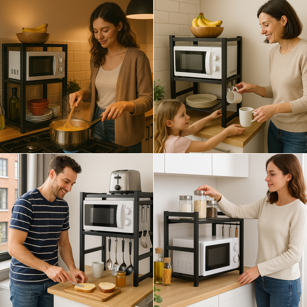 MicroRack – Разтегаем кухненски рафт, спестяващ място, за микровълнова, air fryer и още - Image 7